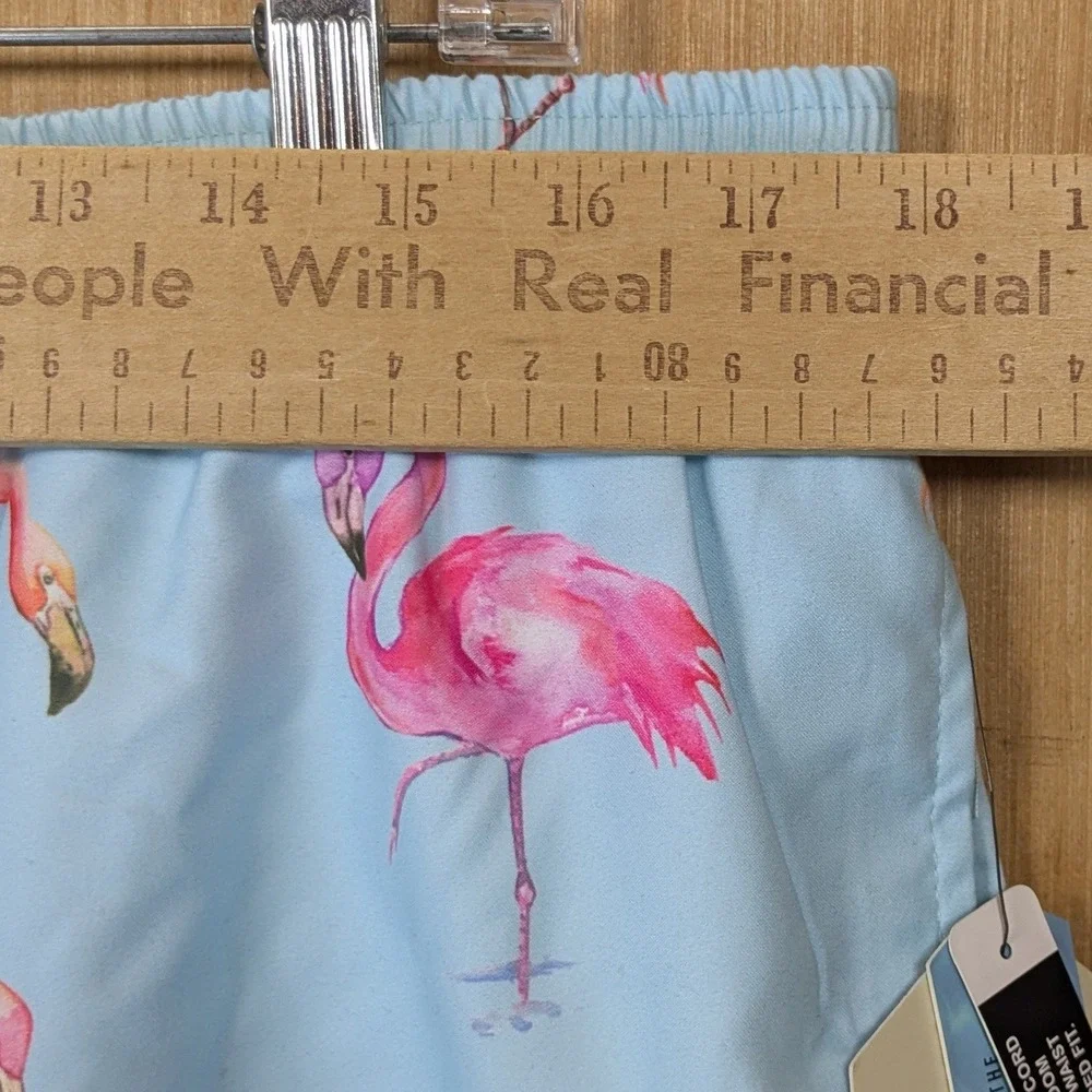Spicy Tuna Mens XL Swim Trunks Flamingo Light‎ Blue Drawstring Lined Beach New